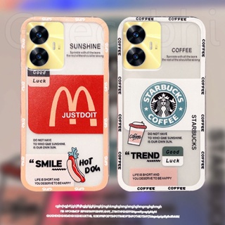 เคสโทรศัพท์ซิลิโคน ใส แบบนิ่ม ลายสัญลักษณ์ McDonalds Starbuck สําหรับ Realme C55 RealmeC55 NFC 2023