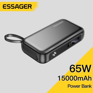 Essager พาวเวอร์แบงค์ 15000mAh 65w พร้อมสายเคเบิล ชาร์จเร็ว สองทาง รองรับ samsung 45w IP 29w สําหรับ PD3.0 PPS QC 4.0