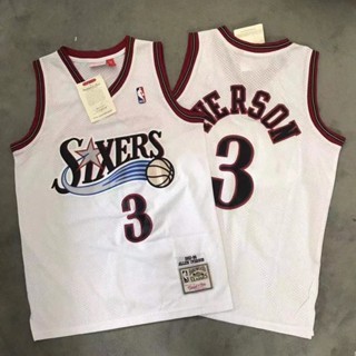 แฟชั่นคลาสสิก Iverson No. หมายเลข 76 คน เสื้อกีฬาแขนสั้น ปักลาย NBA สีขาว สีดํา สไตล์เรโทร สําหรับผู้ชาย มี 3 ชิ้น 600878