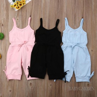 Babygarden-1-6 ปี เด็กผู้หญิง สายสปาเก็ตตี้ วันพีช แขนกุด ฤดูร้อน สีพื้น จั๊มสูท ลําลอง