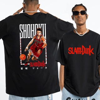 S-5XL Shirt Male Anime Japanese Slam Dunk T-Shirt Streetwear Summer Cotton 1 Short Sleeve Black For Women_08