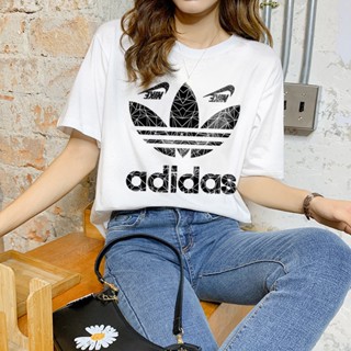 เสื้อยืดผ้าฝ้าย 100% พิมพ์ลาย AD คุณภาพสูง แฟชั่นสําหรับผู้หญิง
