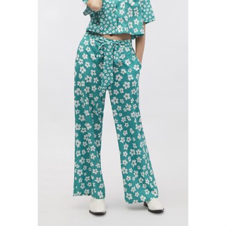 ESP กางเกงขายาวลายฟอรัล ผู้หญิง สีเขียว | Floral Print Long Trousers | 5880