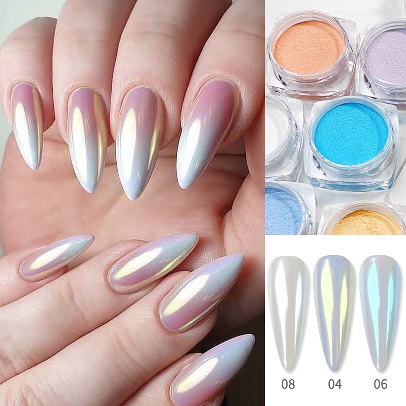 Ur SUGAR Chrome Nail Powder Glitter Aurora Mirror Pigment สีเมทัลลิคเล็บ UV เจลขัด Flakes ฝุ่นตกแต่ง