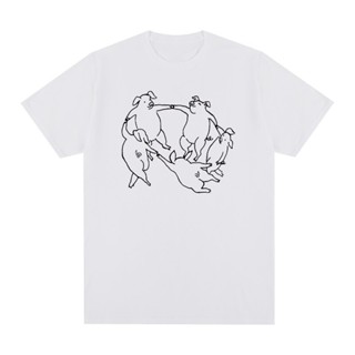 [S-5XL] เสื้อยืดผ้าฝ้าย 100% พิมพ์ลายดอกไม้ Henri Matisse Dance Pig สไตล์วินเทจ แฟชั่นคู่รัก สําหรับผู้ชาย และผู้หญิง