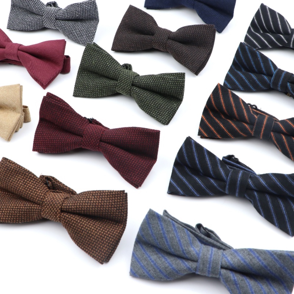 Zonfaz คุณภาพสูง Vintage ขนสัตว ์ ผ ้ าฝ ้ าย Bow Ties สําหรับผู ้ ชายแฟชั ่ นสีทึบลาย Bowtie ผีเสื ้ อ Casual งานแต ่ งงานคออุปกรณ ์ เสริม Bowknot Bow Ties