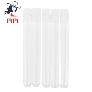 100Pcs Clear Plastic Test Tube with Cap 12X100mm U-Shaped Bottom Long Transparent Test Tube Lab Supplies