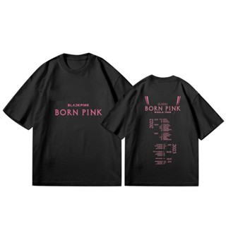 เสื้อยืดแขนสั้นลําลอง คอกลม พิมพ์ลาย KPOP BLACKPINK Concert BORN Pink Kim Jisoo LISA Rosé Jennie Pink Venom สําหรับผู้ชาย