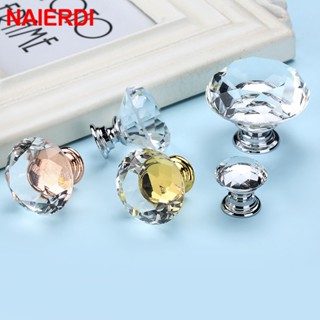 Naierdi ลูกบิดแก้วคริสตัล รูปเพชร ฐานสีทอง สําหรับดึงลิ้นชัก…