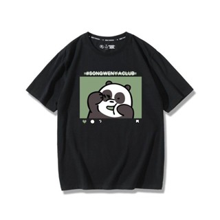 ✆⊕۩เสื้อยืดลายหมีญี่ปุ่น We Bare Bears แต่งคอตตอนแขนสั้นลายหมีแพนด้าS-5XL