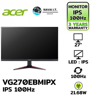 COINSคืน15%⚡FB9JMZV6⚡ ACER VG270EBMIPX MONITOR NITRO GAMING (IPS 100HZ) รับประกัน 3ปี