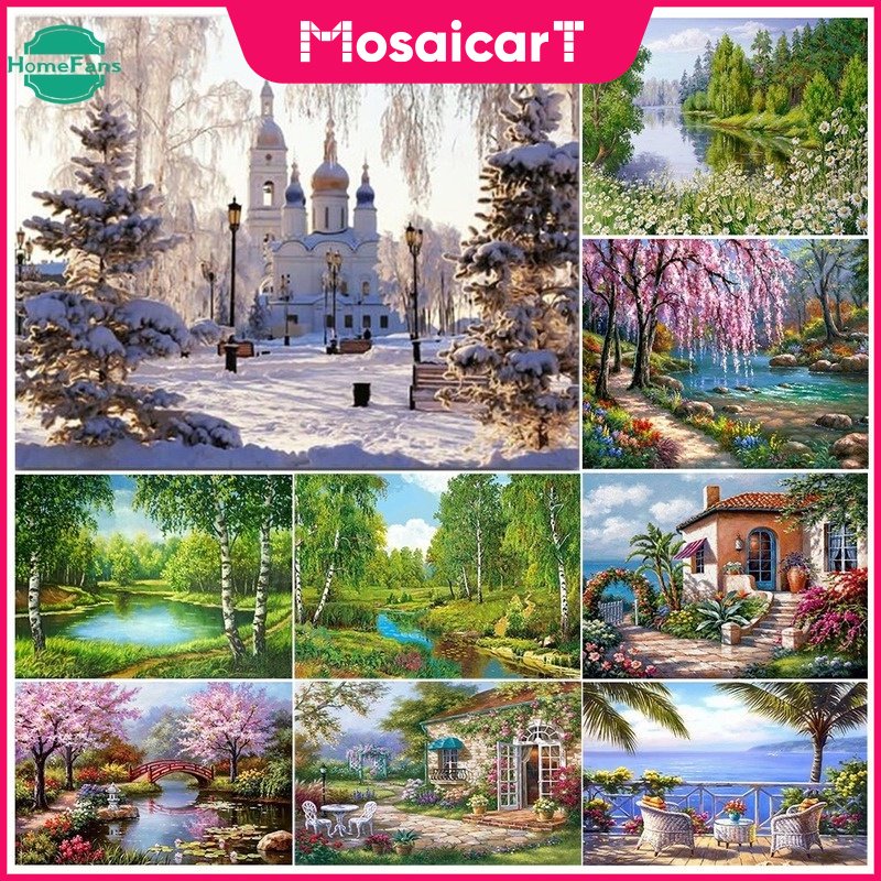 【MA】ภาพวาดปักเพชร ลายทิวทัศน์ไม้ 5D ขนาด 30X40 ซม. DIY สําหรับตกแต่งผนังห้องนอน