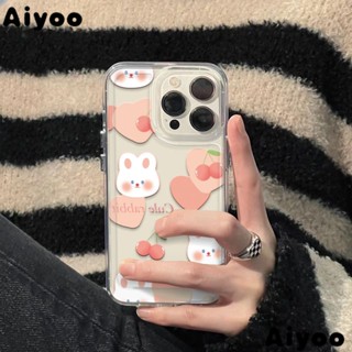 ✅ใหม่ เคสป้องกันโทรศัพท์มือถือ แบบนิ่ม ลายกระต่าย สีขาว สําหรับ Apple iPhone 14promax 13 12 11 xr 7 8plus EC3E