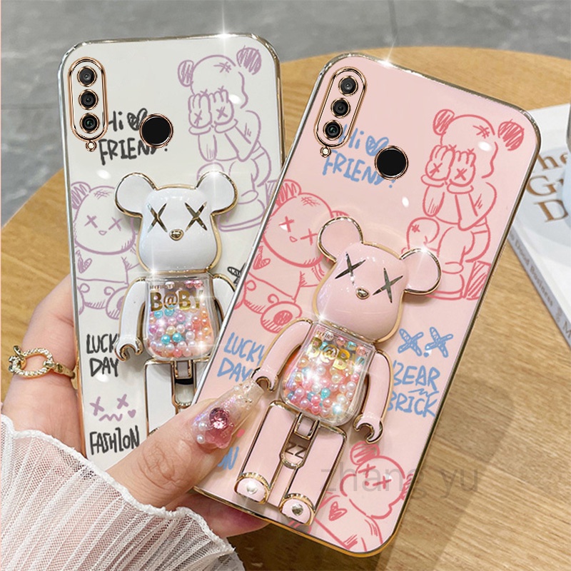 เคส Huawei P30 LITE P20 LITE Y6P Y9 PRIME 2019 TPU บางมาก กันกระแทก ลายหมีโหด 3D พร้อมที่ตั้งวาง สีแคนดี้ สําหรับ