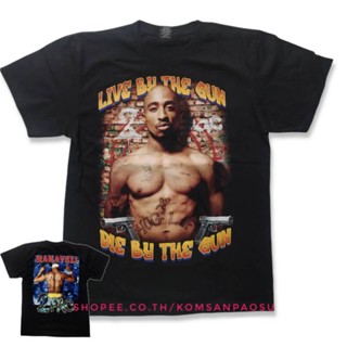 [S-5XL]เสื้อยืด 2pac tupac makaveli raptee hiphop เสื้อ tupac