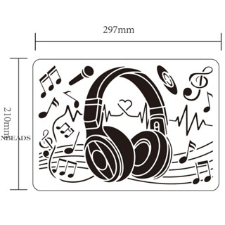 1pc Large Plastic Reusable Drawing Painting Stencils Templates for Painting on Scrapbook Fabric Tiles Floor Furniture Wood Rectangle Headset Pattern 297x210mm