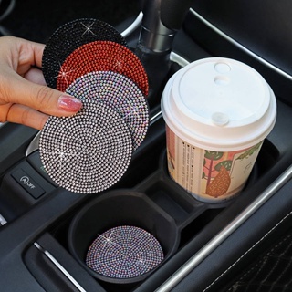 Car Water Cup Mat Diamond-Embedded Interior Decoration with Diamond Cute Storage Tank Pad Silicone Non-Slip Mat Heat Insulation Coaster Cf8r