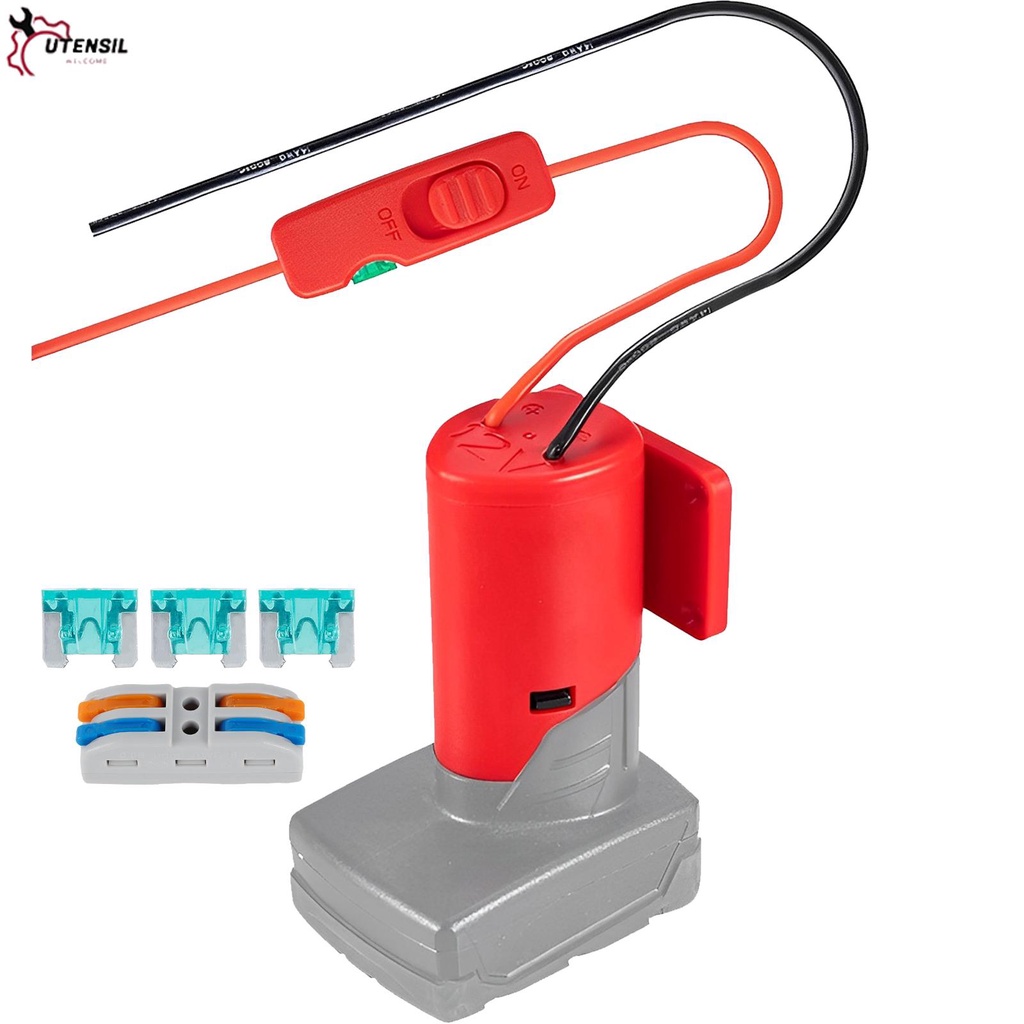 อะแดปเตอร์แปลงแบตเตอรี่ลิเธียม พร้อมสวิตช์ฟิวส์ 12V สําหรับ Milwaukee