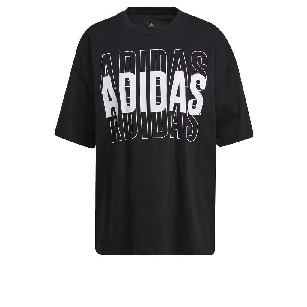 Adidas ไลฟ์สไตล์ เสื้อยืด Essentials Repeat Adidas Logo Oversized ผู้หญิง  สีดำ He9347 | Shopee Thailand