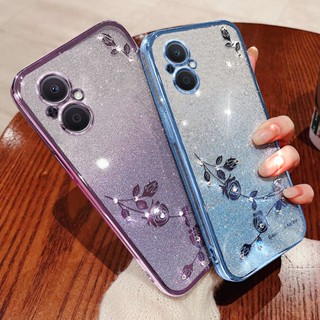 เคสโทรศัพท์ซิลิโคน TPU แบบนิ่ม ลายดอกกุหลาบ ประดับเพชรเทียม สําหรับ Oppo Reno 7Z 5G Reno7 Z 5G