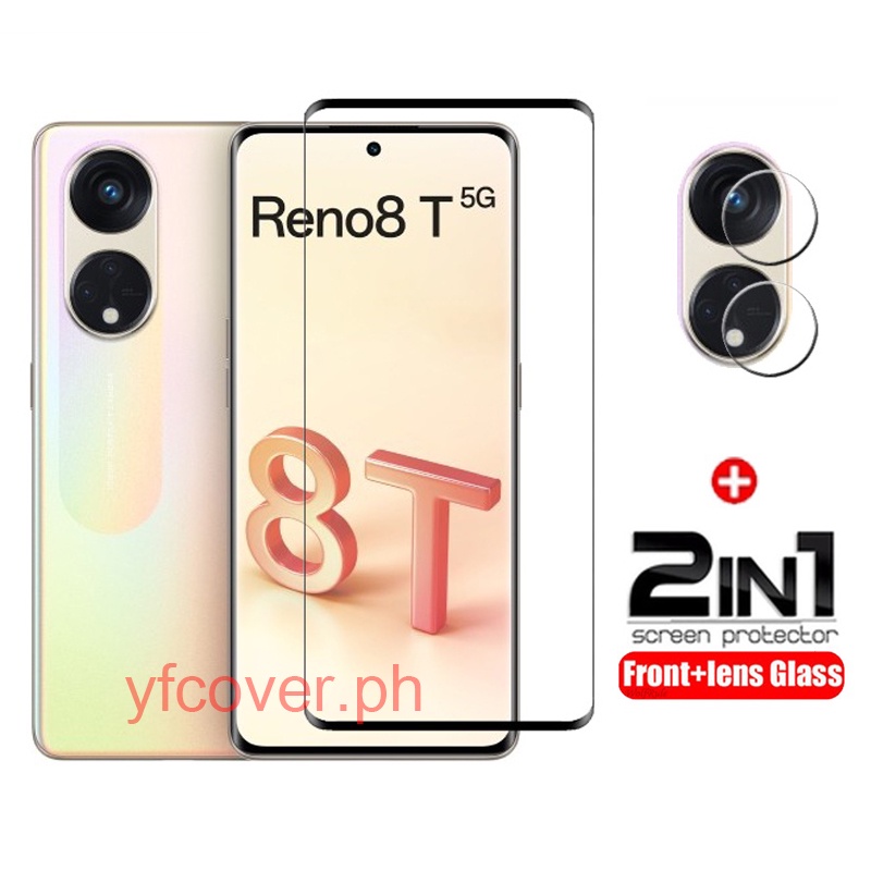 Oppo Reno 8T 5GกระจกนิรภัยสําหรับOPPO Reno8 T 5G 4G Reno 12 Pro 12F 11F 11 10 Pro Plus 8T 8 8Z 7 7Z 6 6Z 5 Pro 5G 4G 2 in 1 Full Screen Protector ฟิล์มกระจก