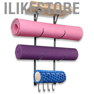 Ilikestore Wall Mount Yoga Mat Foam Roller and Towel Rack Holder for Hanging Strap Resistance Bands