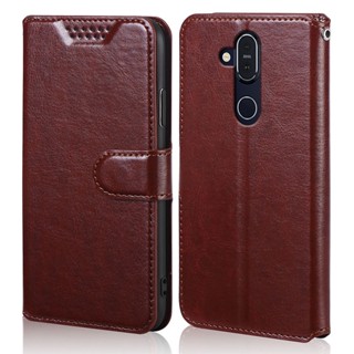 เคสโทรศัพท์หนัง PU แบบฝาพับ พร้อมช่องใส่บัตร สําหรับ Nokia X7 8.1 7.1 Plus