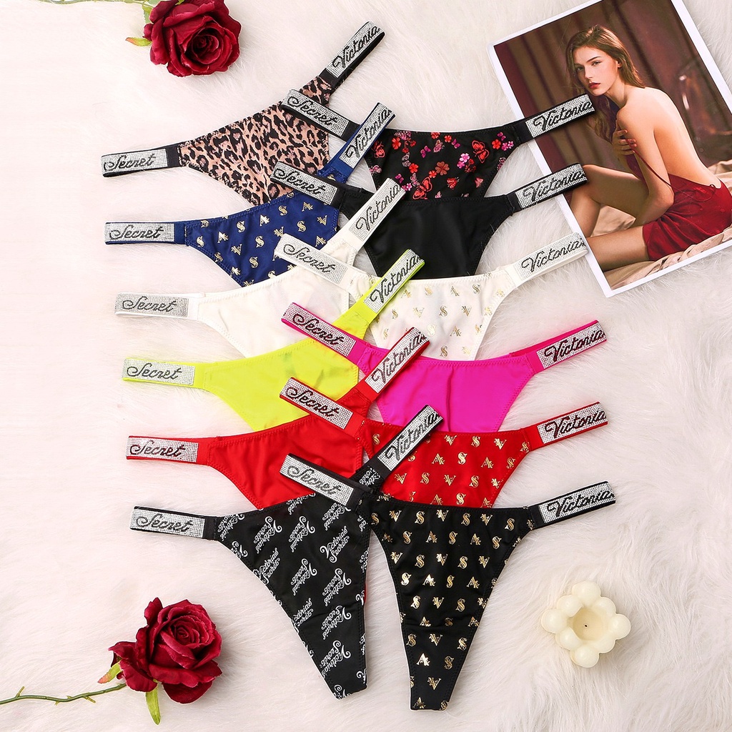 Victoria's Secret กางเกงชั้นใน เซ็กซี่ ประดับพลอยเทียม สําหรับผู้หญิง