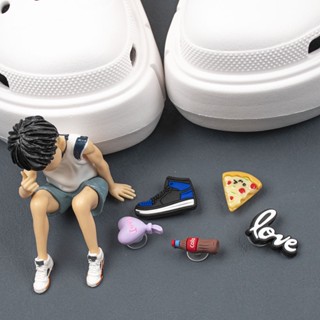 CROCS ชุดอุปกรณ์เสริม หัวเข็มขัด ลายการ์ตูนอนิเมะ Sakuragi Jibits Rukawa Jibbits SLAM DUNK Jibitz Croc Pin สําหรับผู้หญิง