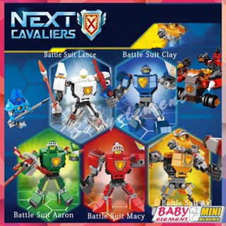 Nexo KNIGHTS Mecha Suit Macy Axl Lance Aaron บล็อคตัวต่อดินน้ํามัน ของเล่นสําหรับเด็กผู้ชาย