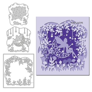 1Set Fairy Tale Frame Cutting Dies Metal Moon Fairy Plants Stars Embossing Stencils Die Cuts for Paper Card Making Decoration DIY Scrapbooking Album Craft Decor