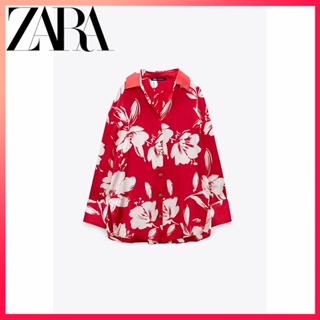 Zara ฤดูใบไม้ผลิ ใหม่ ผู้หญิง แขนยาว พิมพ์ลาย คอปก