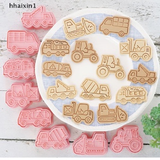 New 8PCS Engineering Truck Cookie Cutter Plastic 3D Cartoon Pressable Biscuit Mold [hhaixin1]