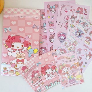 SANRIO สติกเกอร์ ลายการ์ตูนซานริโอ้น่ารัก สําหรับติดตกแต่งกล่องดินสอ แก้วน้ํา เครื่องเขียนนักเรียน สํานักงาน Diy 1 ถุง