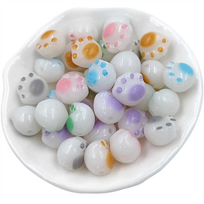 10 ชิ้น สร้างสรรค์ เลียนแบบ สีขาว หยก ถ่าน เผาไหม้ สามมิติ อุ้งเท้าแมว หลวม ลูกปัด แฟชั่น สร้อยข้อมือ ต่างหู วัสดุทําด้วยมือ - รูปที่ 2