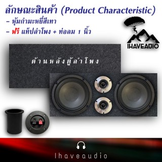 ลำโพงคู่ ตู้ลำโพงเปล่า Ihaveaudio 8 นิ้ว 2 ดอก + แหลมจาน 4 นิ้ว 2 ดอก หุ้มกำมะหยี่สีเทา ฟรี!! เเท็ปลำโพง + ท่อลม 1 นิ้ว