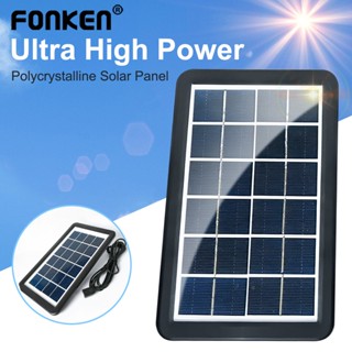 Fonken แผงพลังงานแสงอาทิตย์ แบบพกพา 3W 6V พร้อมที่ชาร์จแบตเตอรี่ Usb สําหรับพาวเวอร์แบงค์ โทรศัพท์ ตั้งแคมป์กลางแจ้ง