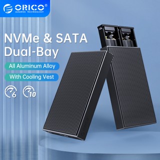 Orico Dual Bay M2 Nvme Ssd เคสอลูมิเนียม 10gbps สําหรับ M Key M&amp;b Key Nvme Pcie Tool Free Ssd Enclosure พร้อมเสื้อกั๊กระบายความร้อนในตัว - Hdd &amp; Ssd Enclosure