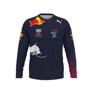 เสื้อยืดแขนยาว คอกลม พิมพ์ลายโลโก้รถยนต์ KTM Red Bull ขนาดใหญ่ เหมาะกับใส่กลางแจ้ง แฟชั่นฤดูใบไม้ร่วง สําหรับผู้ชาย