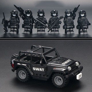 บล็อคตัวต่อพลาสติก รูปทหาร SWAT Land Transportation ของเล่นสําหรับเด็กผู้ชาย