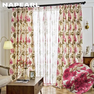 Napearl ผ้าม่านโพลีเอสเตอร์ 70-80% ลายดอกไม้ สไตล์ฝรั่งเศส สําหรับตกแต่งบ้าน