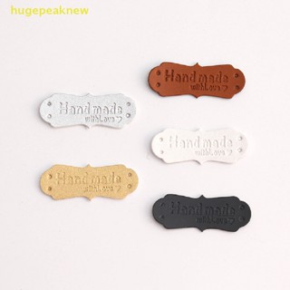 Hugepeaknew ป้ายแท็กหนัง PU แฮนด์เมด DIY สําหรับเย็บผ้า 50 ชิ้น