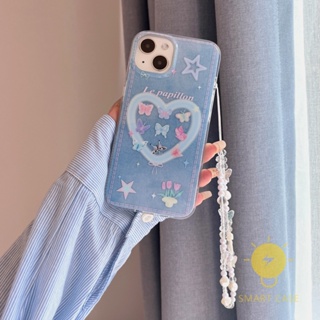 For เคสไอโฟน 14 Pro Max [Butterfly Heart Chain] เคส Phone Case For iPhone 14 Pro Max Plus 13 12 Mini 11 For เคสไอโฟน11 Ins Korean Style Retro Classic Couple Shockproof Protective TPU Cover Shell