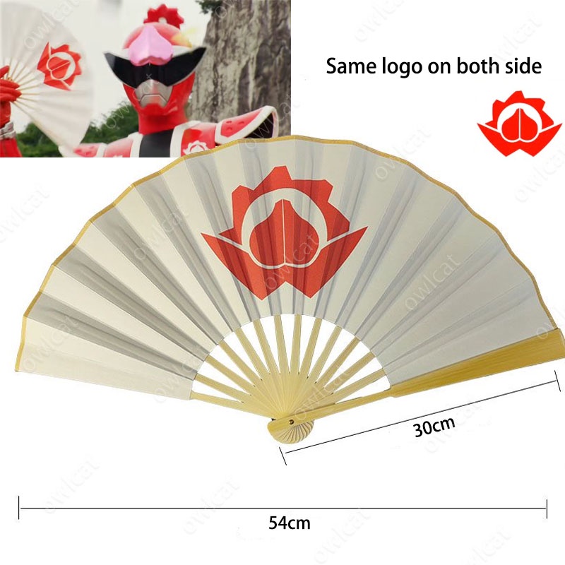 Avataro Sentai Donbrothers Folding Fan 9 Inch Don Momotaro Born from the Peach Paper Fans / Cloth Fans Cosplay Item Packed in Box Super Hero Sentai
