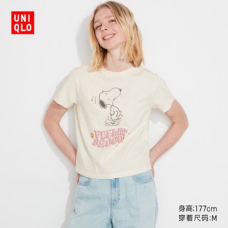 เสื้อยืดแขนสั้น พิมพ์ลาย Snoopy PEANUTS แฟชั่นฤดูใบไม้ผลิ ฤดูร้อน สําหรับผู้หญิง 458590