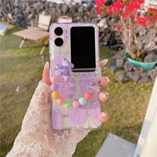 เคสโทรศัพท์มือถือแบบแข็ง ฝาพับ ลายการ์ตูนเจ้าหญิง ดอกไม้ 3D พร้อมสายคล้อง และจี้ สําหรับ OPPO Find N2Flip N2