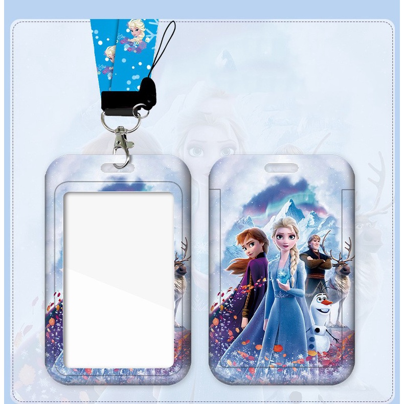 ซองใส่บัตรประชาชน ลายการ์ตูนอนิเมะ Frozen 2 ช่อง พร้อมเชือกคล้อง ยืดหดได้ สําหรับบัตรนักเรียน บัตรประชาชน บัตรนักเรียน Pemegang Teg Nama