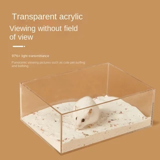 [hamster travel]หนูแฮมสเตอร์อาบน้ำอ่างทรายอุปกรณ์ครบครันห้องอาบน้ํา คริลิค เต็มโปร่งใสหมีสีทองขนาดใหญ่ห้องน้ําอาบน้ํา