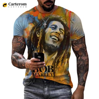 เสื้อยืดแขนสั้นลําลอง พิมพ์ลาย Bob Marley 3 มิติ สไตล์ฮิปฮอป แฟชั่นฮาราจูกุ สําหรับผู้หญิง