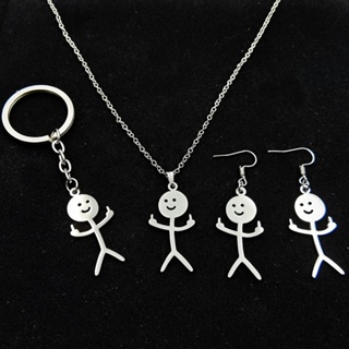 Funny Doodle Necklace Funny Graffiti Stainless Steel Middle Finger Necklace Funny Little Man Pendant